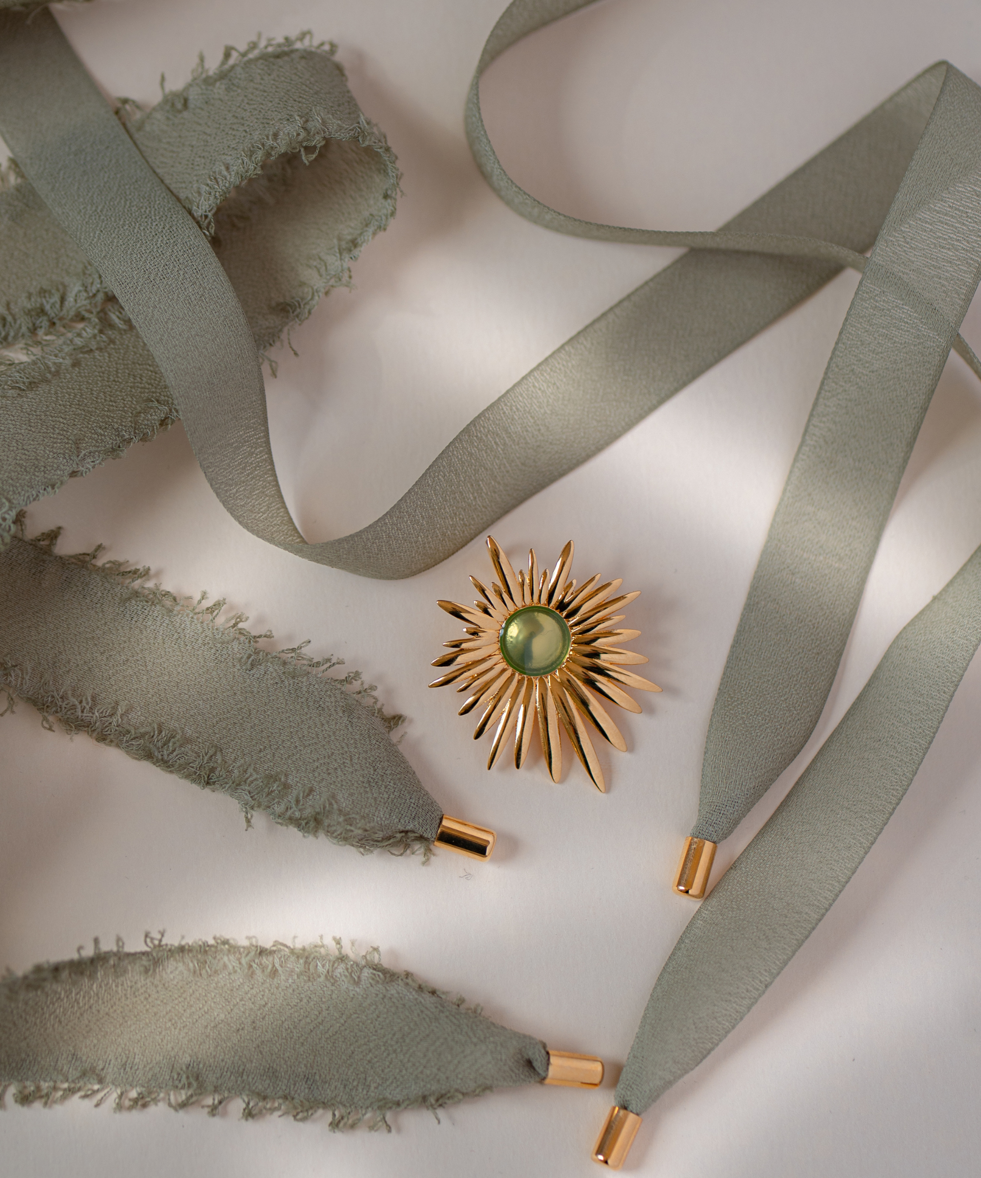 Collana Aura Verde con doppio nastro - Gold
