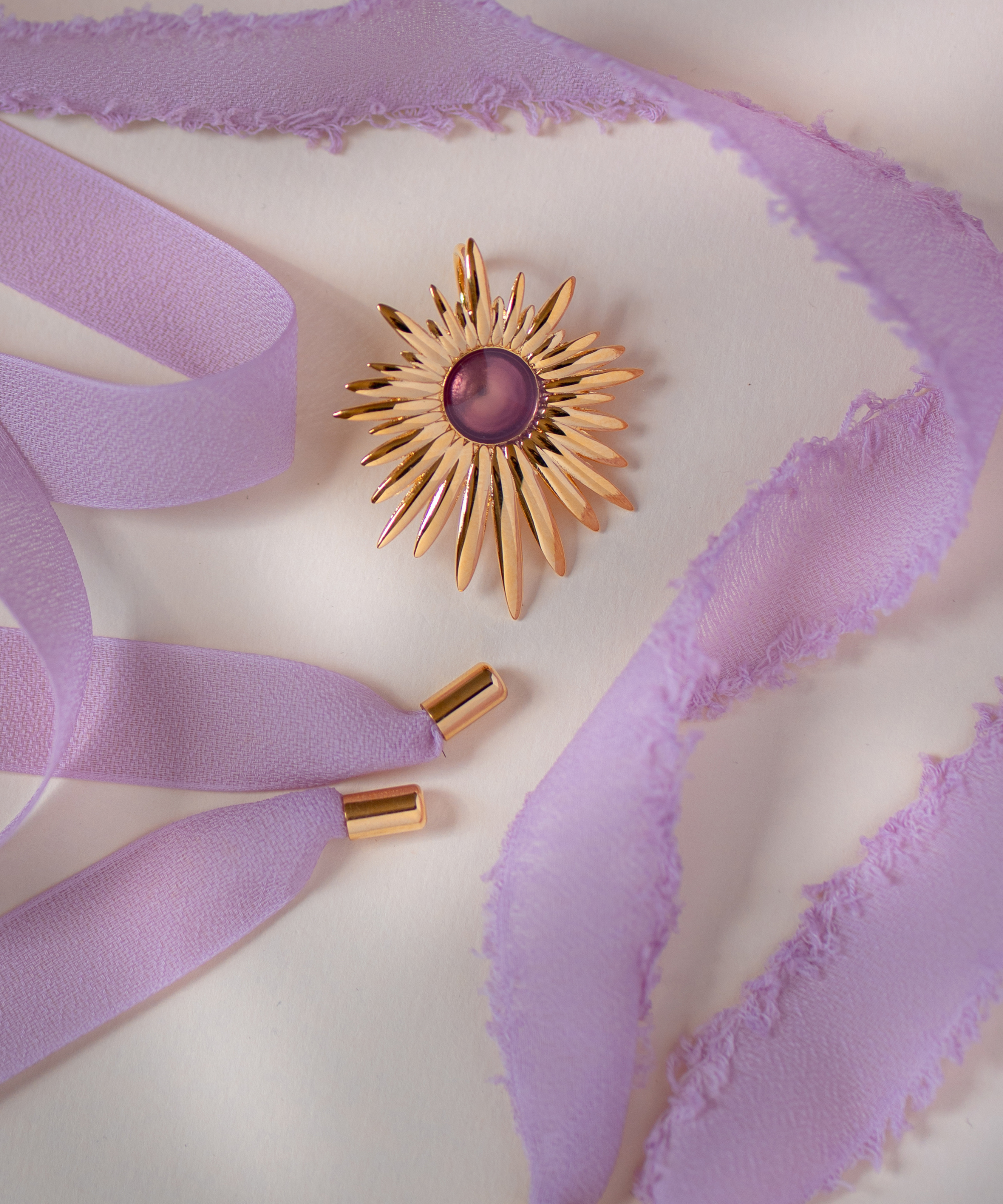 Collana Aura Lilla con doppio nastro - Gold