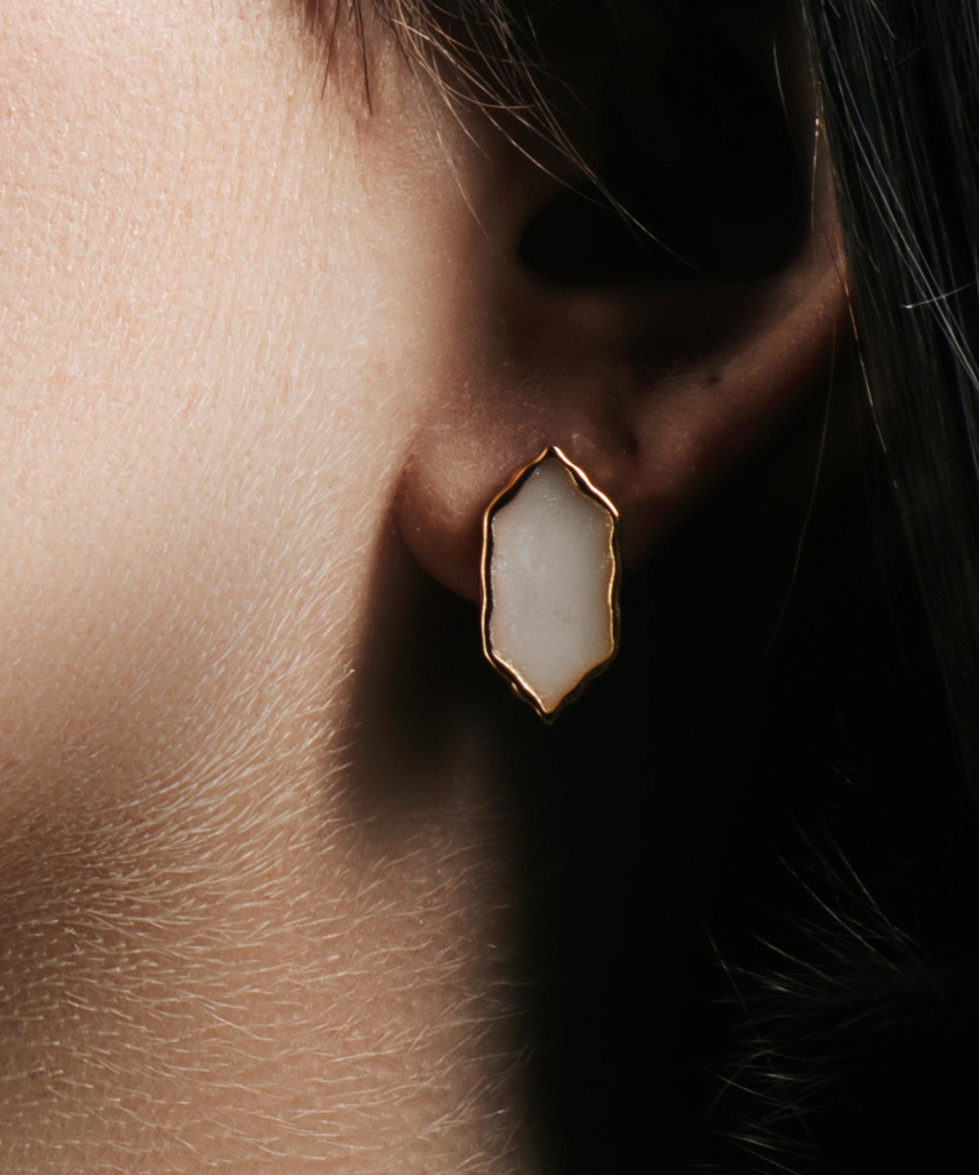 Coppia di Orecchini Amal Noire Bianco - Gold