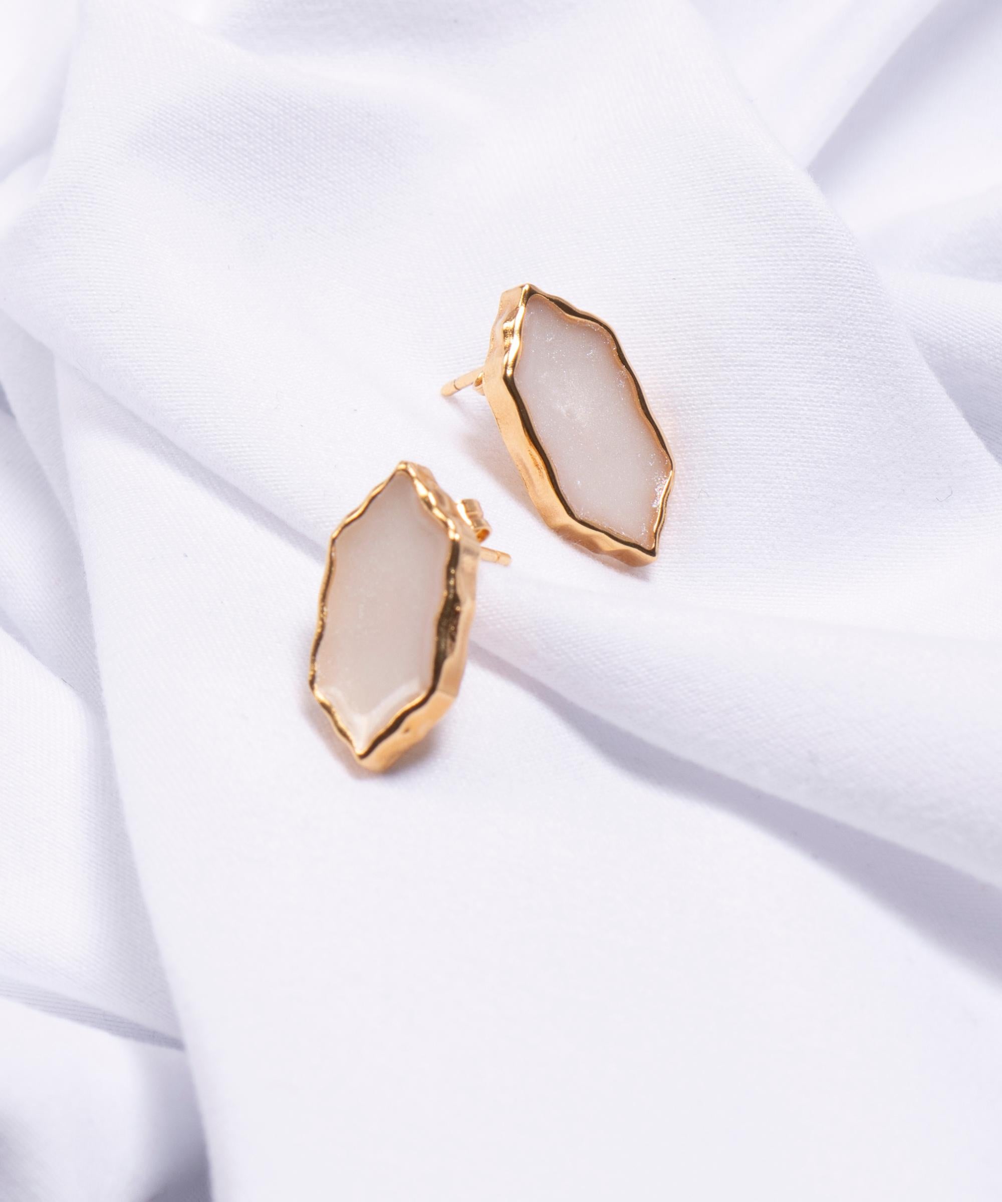 Coppia di Orecchini Amal Noire Bianco - Gold