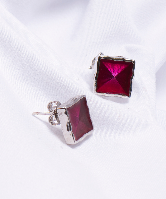 Coppia di Orecchini Amal Fucsia - Silver