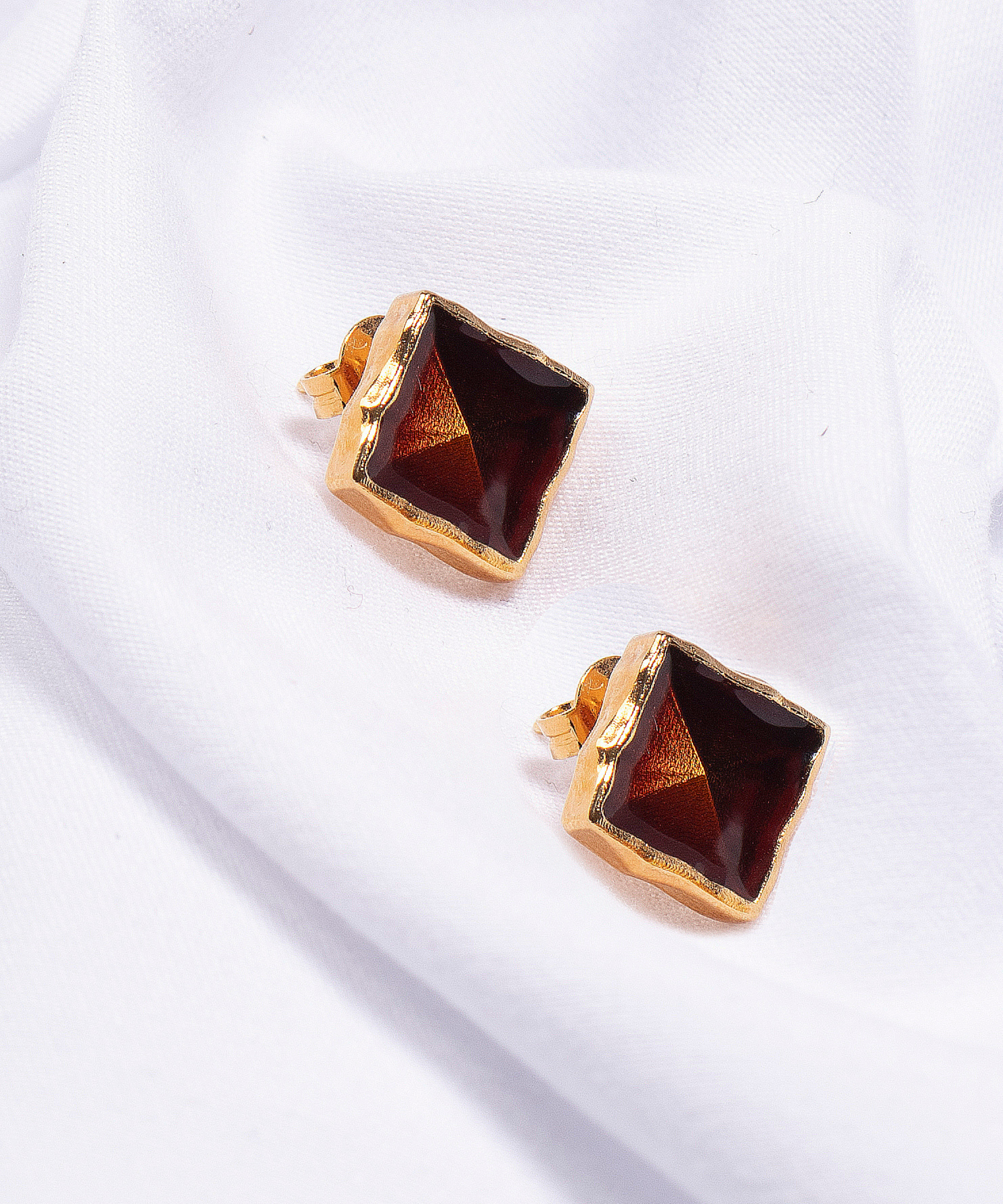 Coppia di Orecchini Amal Marrone - Gold