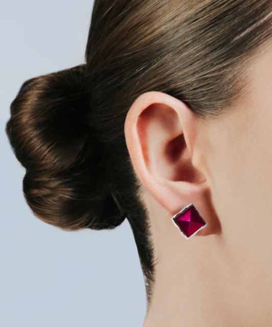 Coppia di Orecchini Amal Fucsia - Silver