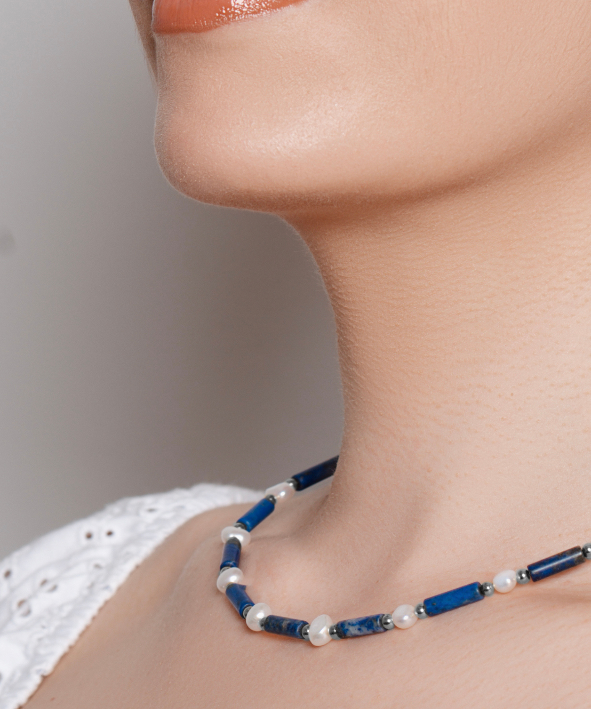 Girocollo Barrette Lapislazzuli Blu - Silver