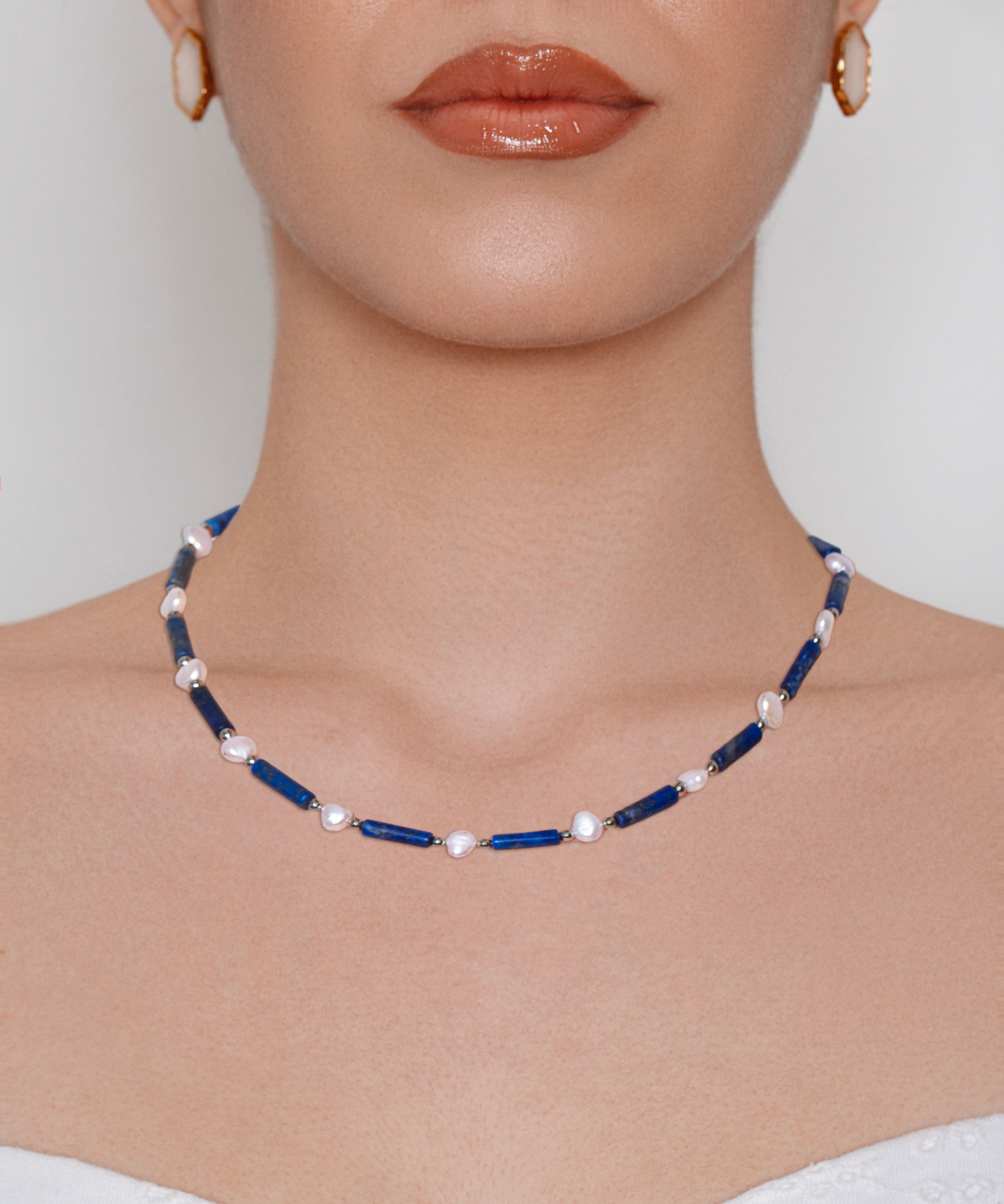 Girocollo Barrette Lapislazzuli Blu - Silver
