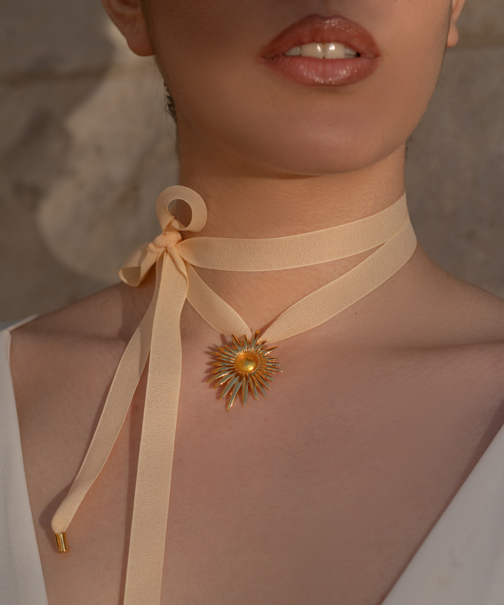 Collana Aura Gialla con doppio nastro - Gold