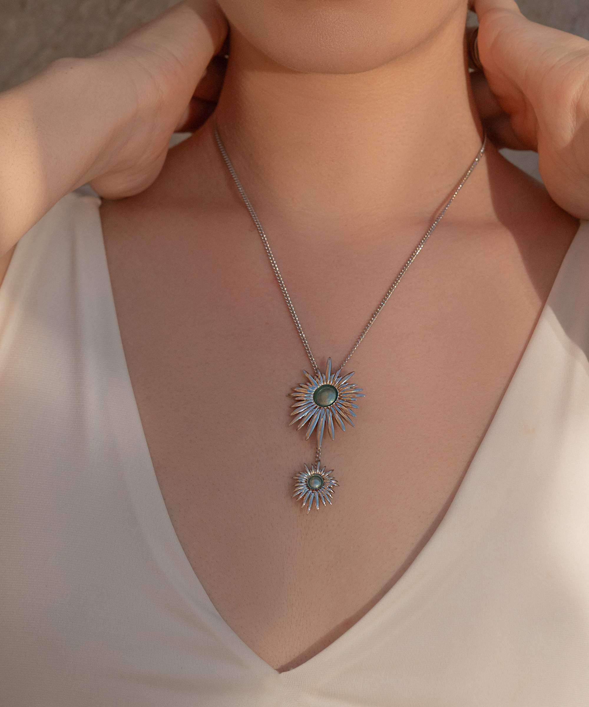 Collana Aura Verde Acqua - Silver