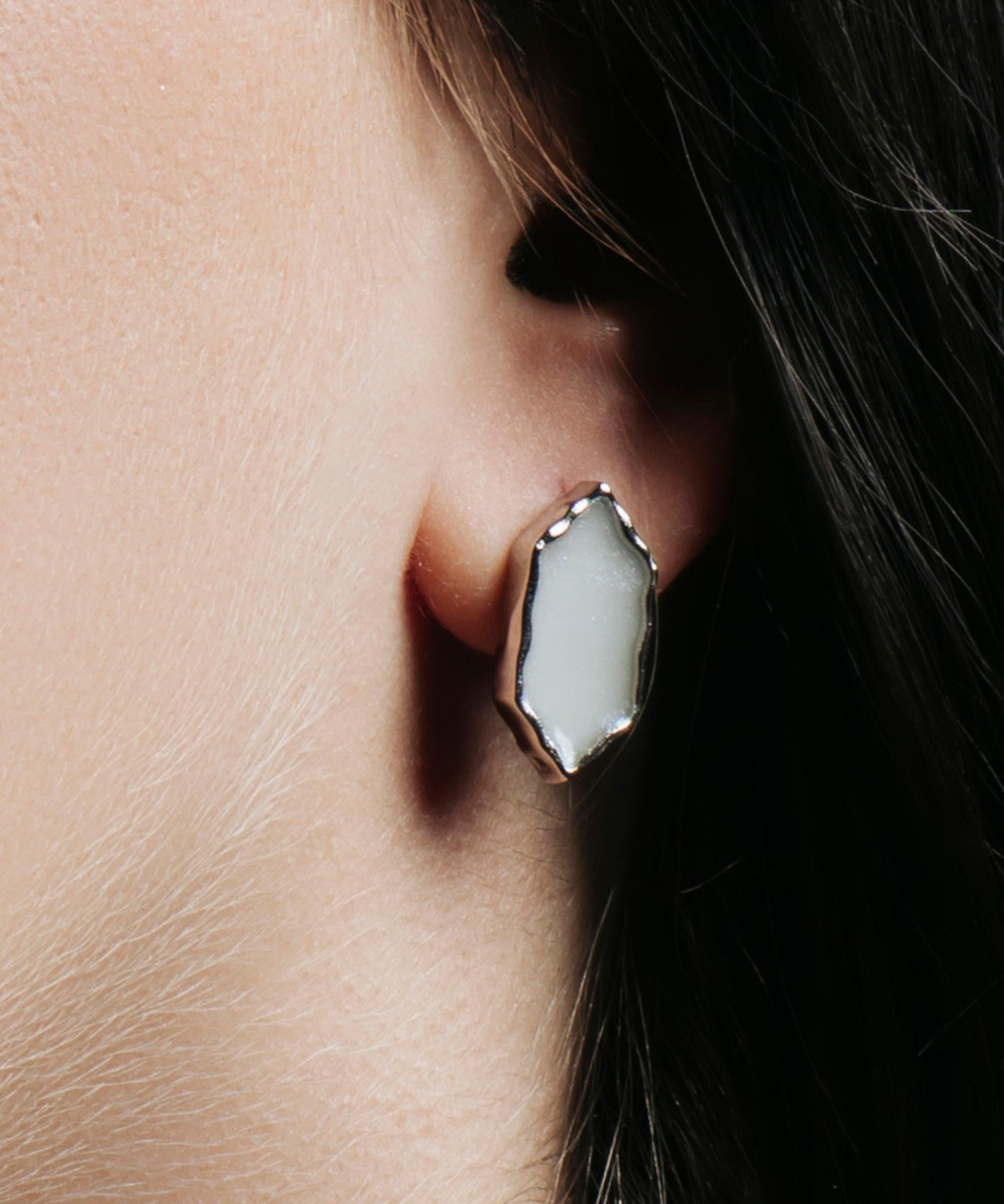 Coppia di Orecchini Amal Noire Bianco - Silver