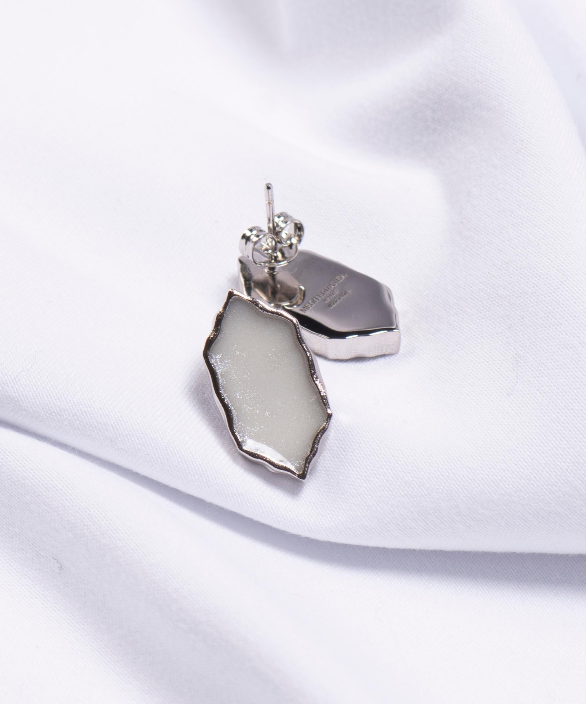 Coppia di Orecchini Amal Noire Bianco - Silver