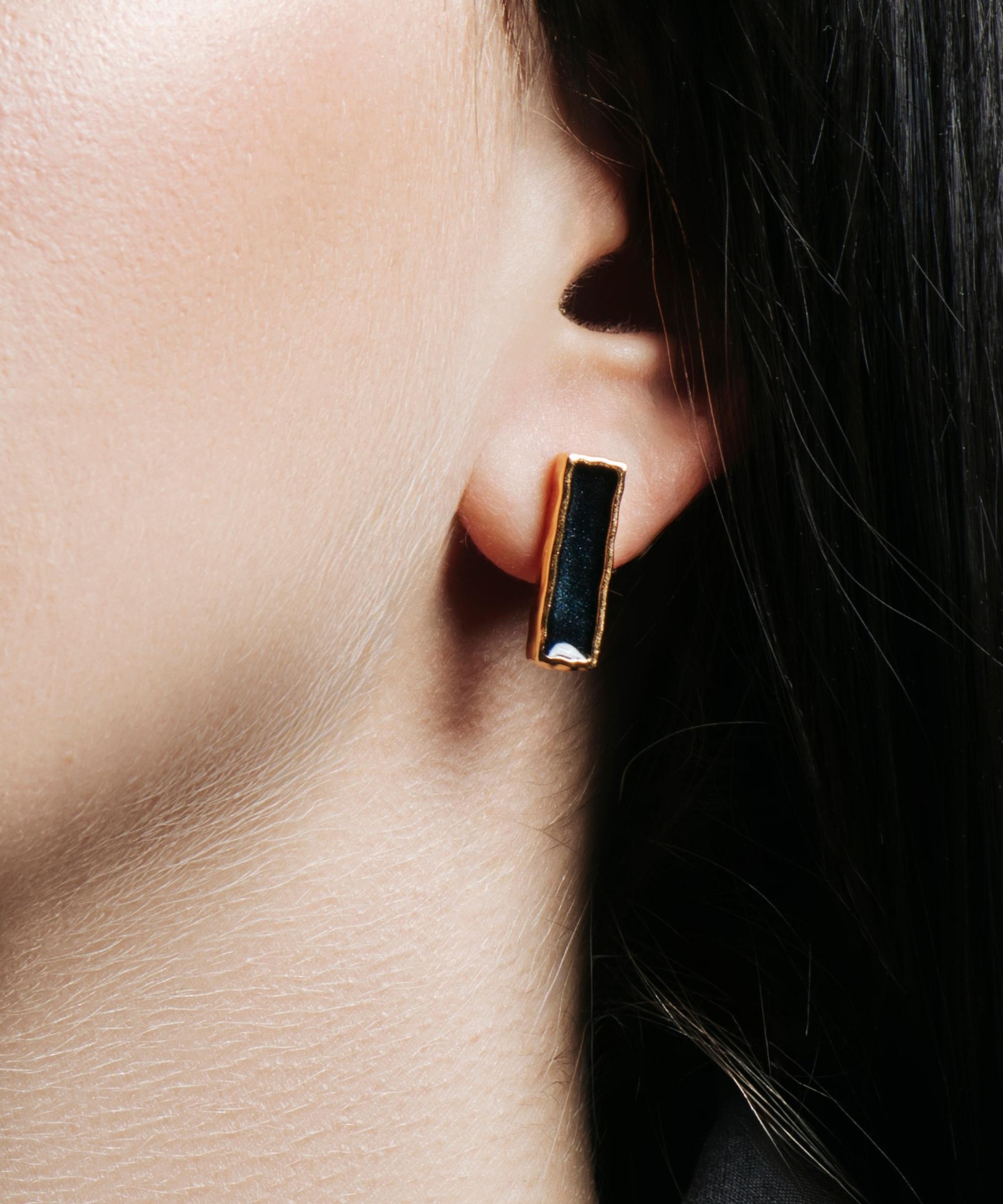 Coppia di Orecchini Amal Noire Nero - Gold