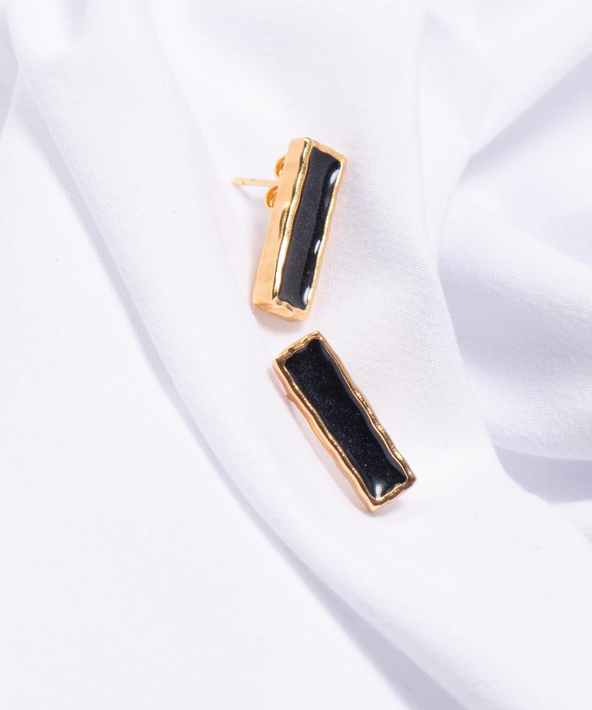 Coppia di Orecchini Amal Noire Nero - Gold