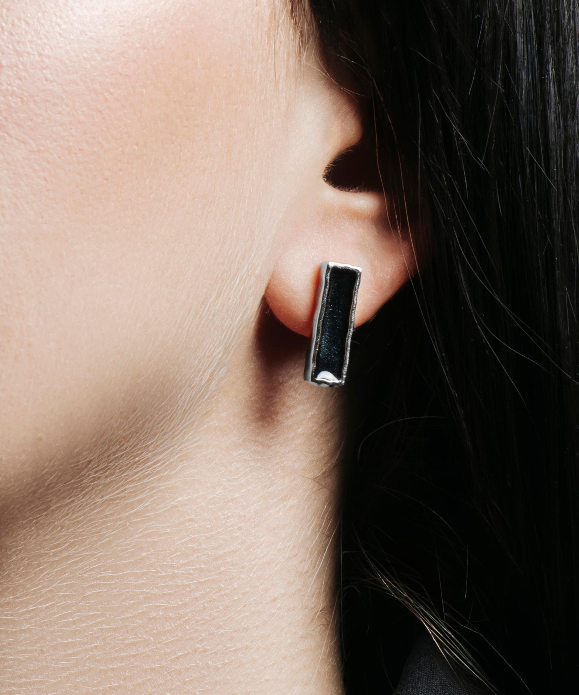 Coppia di Orecchini Amal Noire Nero - Silver