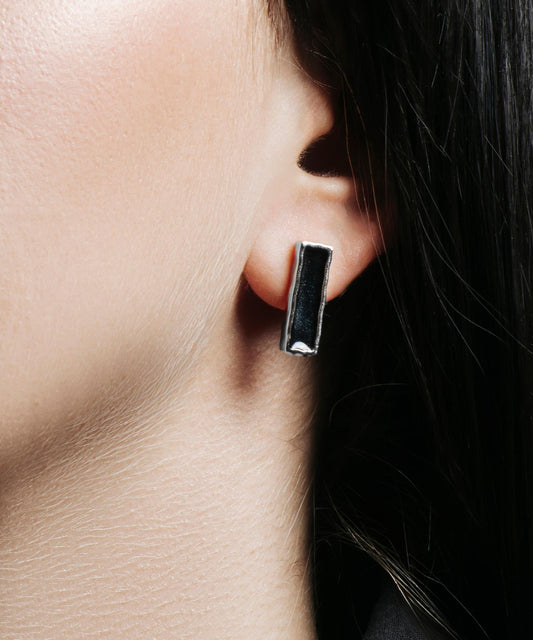 Coppia di Orecchini Amal Noire Nero - Silver