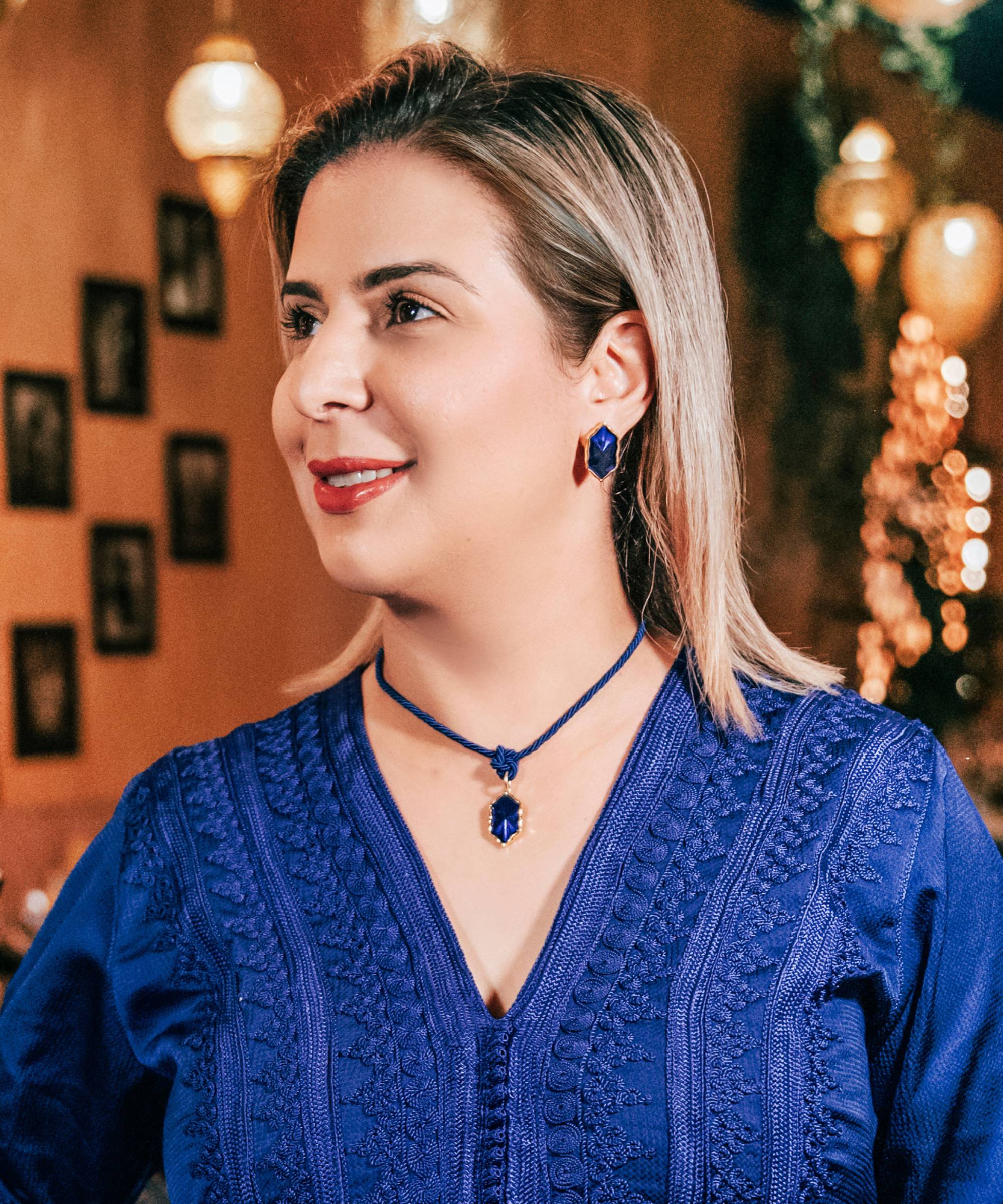 Collana Corda e Ciondolo Amal - Blu