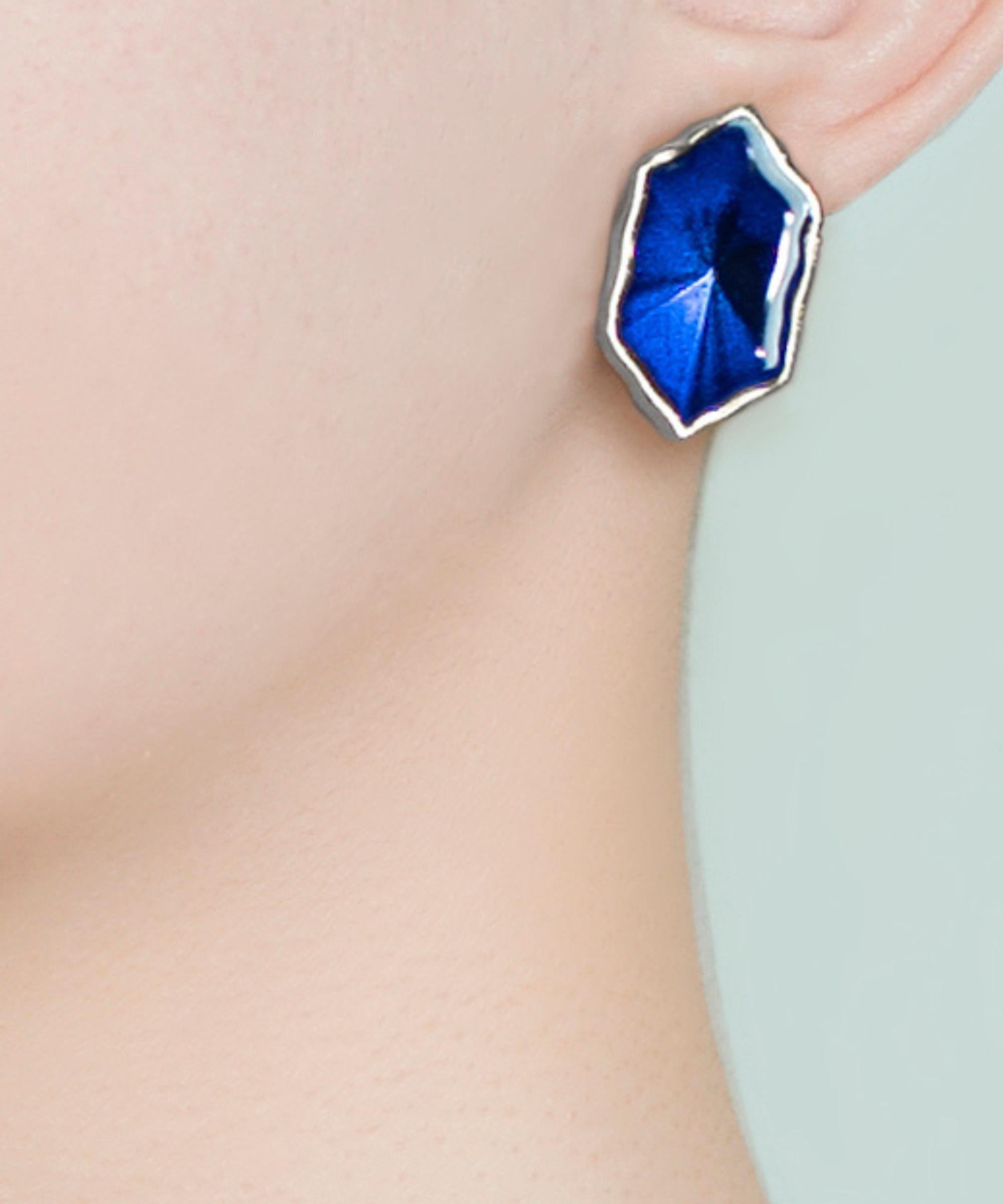 Orecchino Singolo Amal Blu - Silver