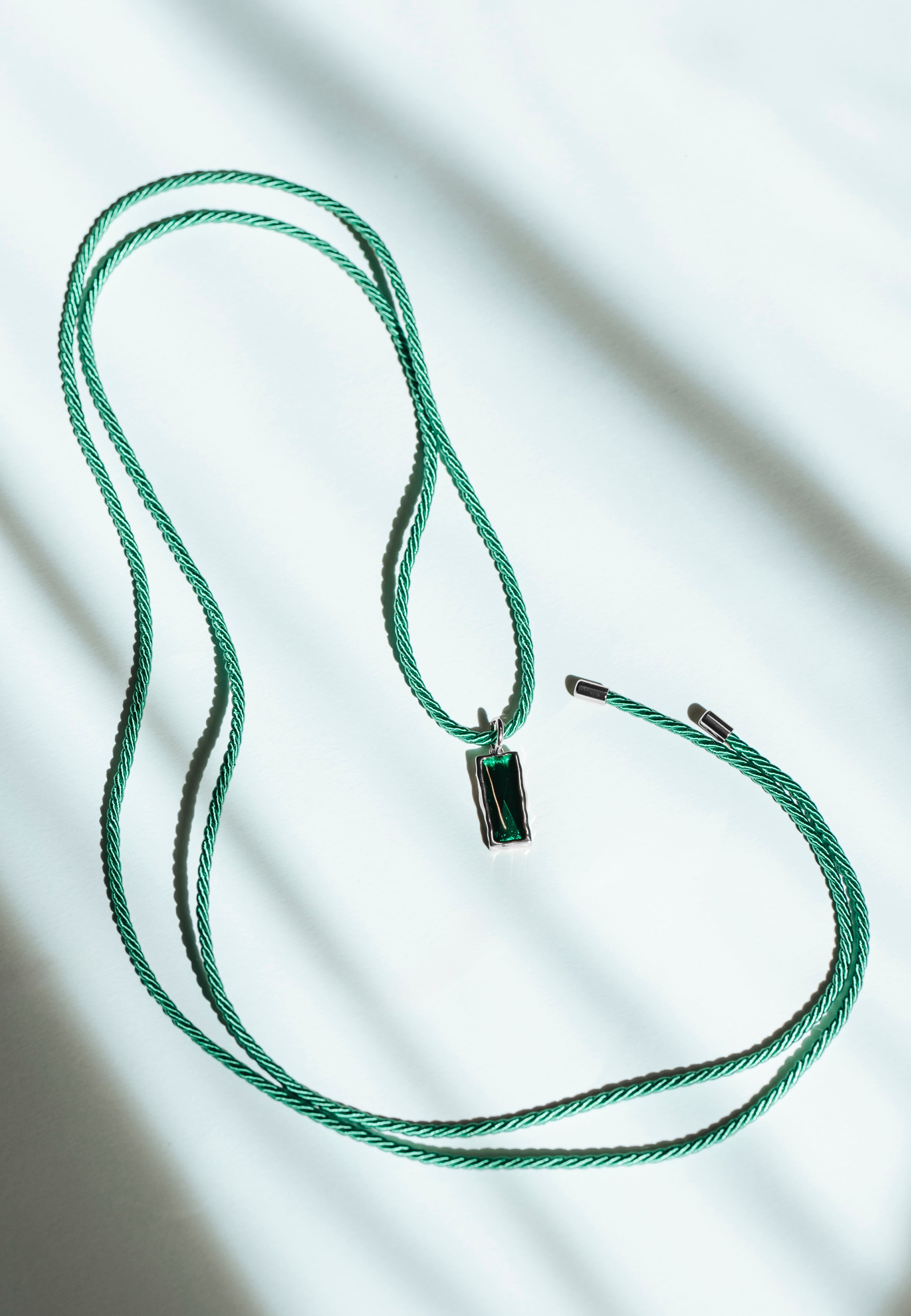 Collana Corda e Ciondolo Amal Verde - Silver