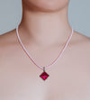 Collana Corda e Ciondolo Amal Fucsia - Silver
